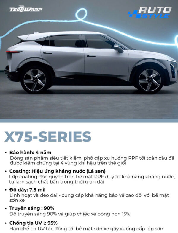 Dán PPF Teckwrap USA Mã X75 7.5 Mil