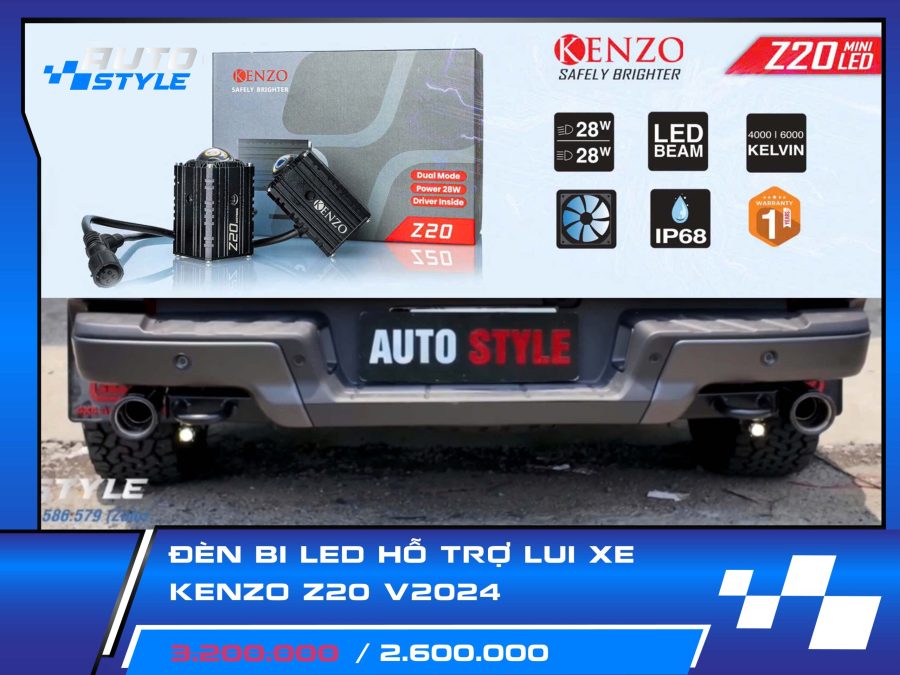 Đèn Bi LED KENZO Z20 - Đèn Trợ Sáng Hỗ Trợ Lui Xe Ô Tô