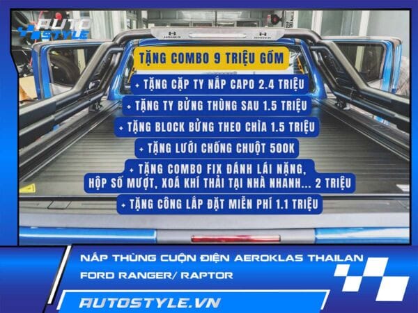 Nắp Thùng Cuộn Điện Aeroklas Thái Lan Cho Ford Ranger & Raptor