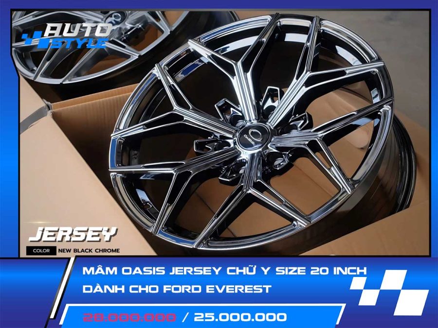 Mâm Oasis Chữ Y Size 20 Inch Mẫu YERSEY Dành Cho Ford Everest