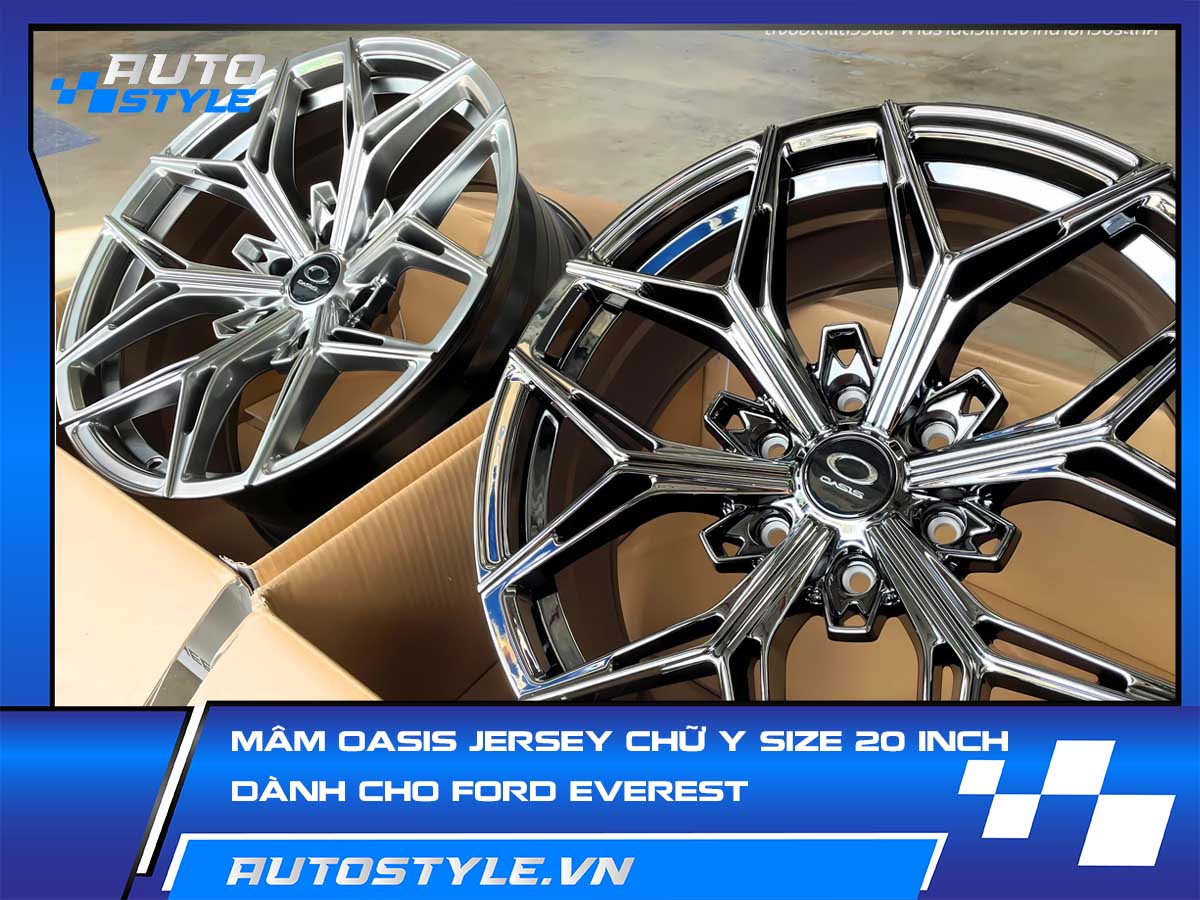 Mâm Oasis Chữ Y Size 20 Inch Mẫu YERSEY Dành Cho Ford Everest