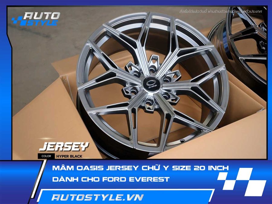 Mâm Oasis Chữ Y Size 20 Inch Mẫu YERSEY Dành Cho Ford Everest