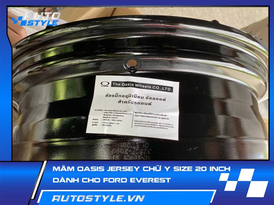 Mâm Oasis Chữ Y Size 20 Inch Mẫu YERSEY Dành Cho Ford Everest