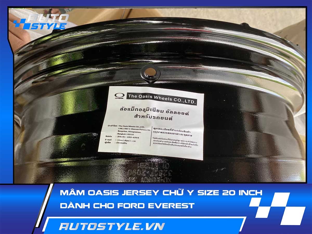 Mâm Oasis Chữ Y Size 20 Inch Mẫu YERSEY Dành Cho Ford Everest