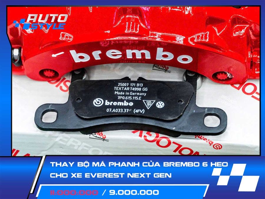 Thay bộ má phanh Của Brembo 6 heo Cho Xe Everest Next Gen