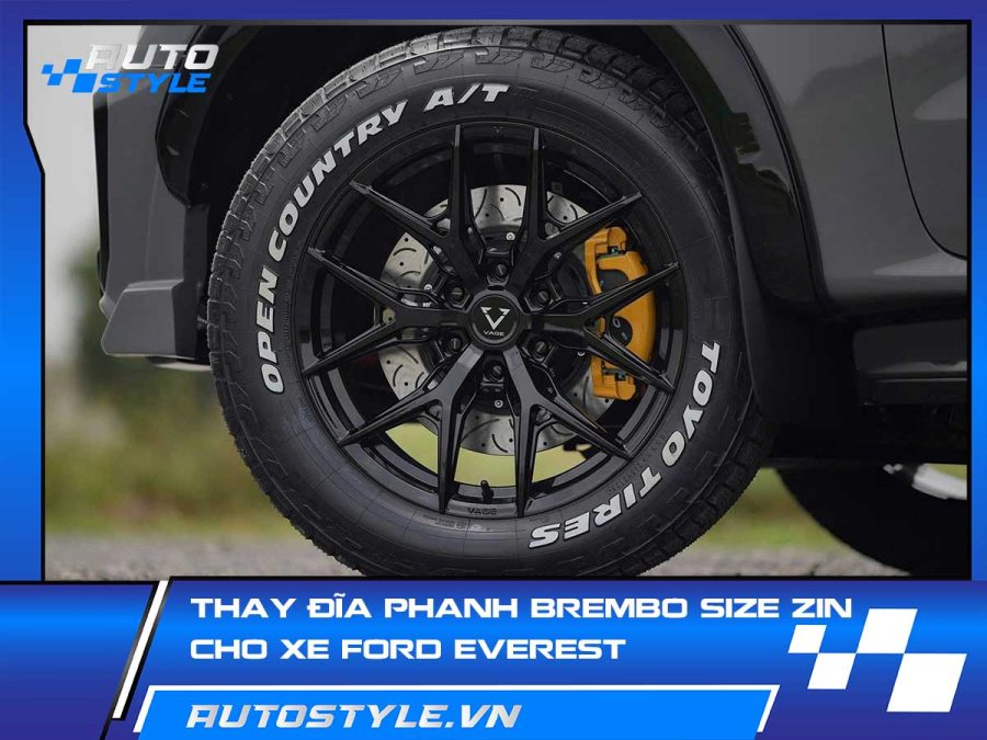 vThay đĩa phanh Brembo size zin cho xe Ford Everest