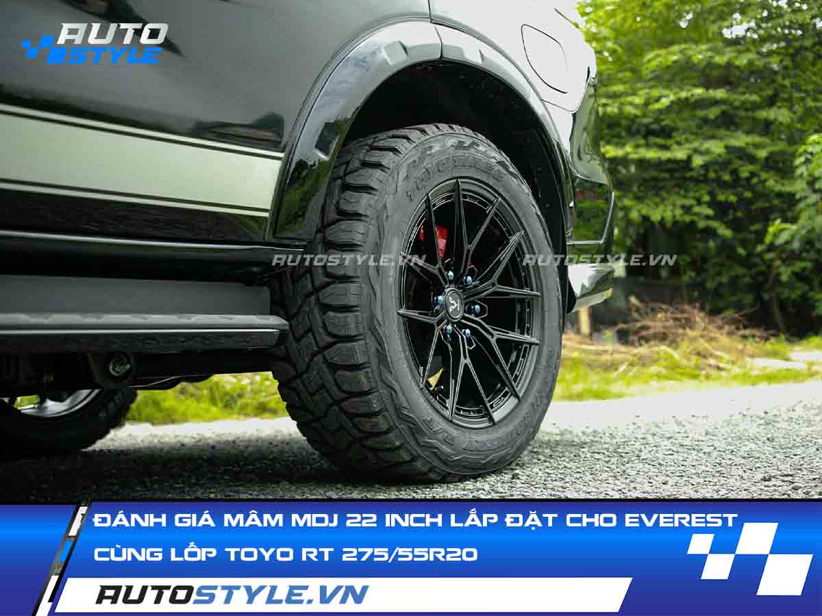 Đánh Giá Mâm MDJ Chữ Y 22 Inch Lắp Đặt Trên Eveverest Cùng Lốp Toyo RT 27555R20