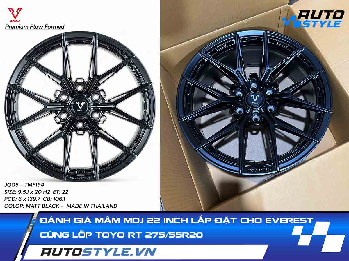 Đánh Giá Mâm MDJ Chữ Y 22 Inch Lắp Đặt Trên Eveverest Cùng Lốp Toyo RT 27555R20
