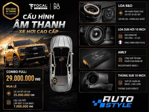 Cấu hình Sub hơi Focal và loa B&O cho Ford Everest Next Gen