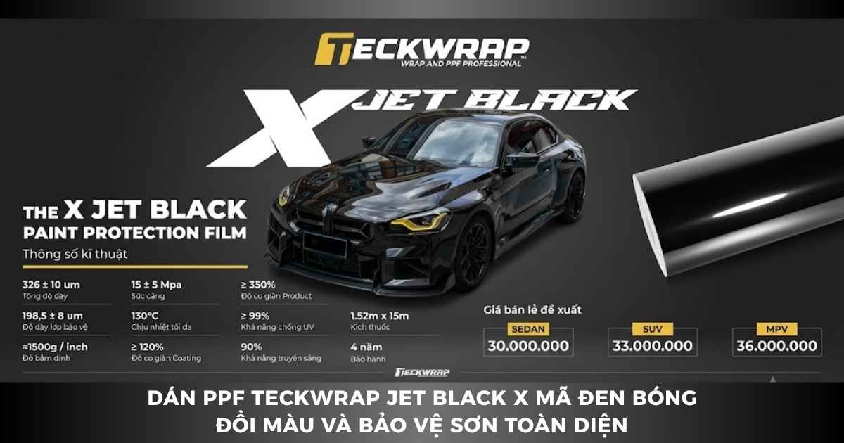 Dán PPF TeckWrap Jet Black X Mã Đen Bóng Đổi Màu Và Bảo Vệ Sơn Toàn Diện