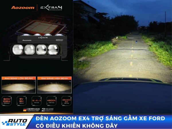 Đèn Aozoom EX4 Trợ Sáng Gầm Xe Ford Có Điều Khiển Không Dây