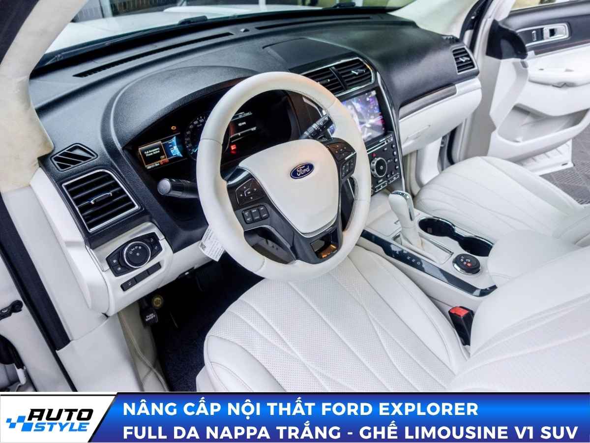 Nâng Cấp Nội Thất Ford Explorer Full Da Nappa Trắng Và Ghế Limousine V1 SUV