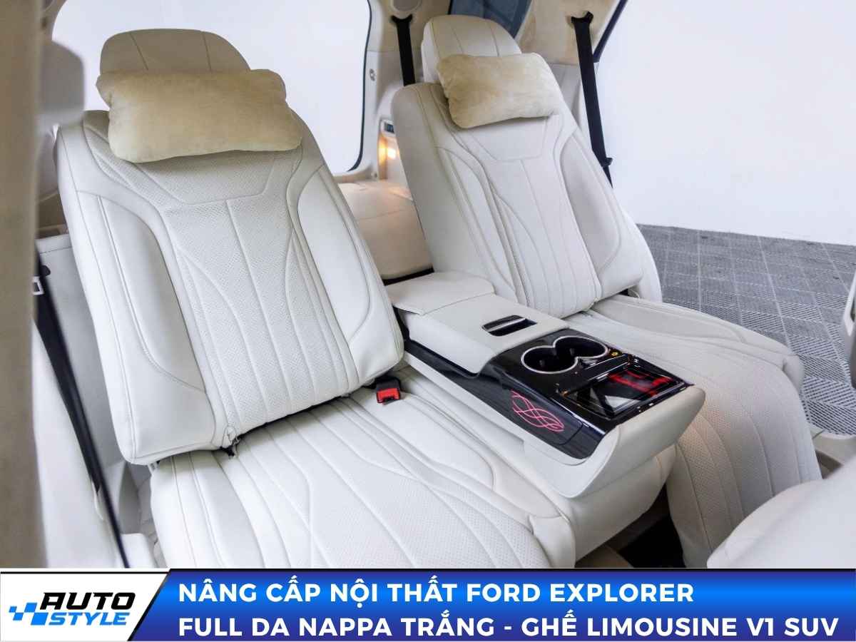 Nâng Cấp Nội Thất Ford Explorer Full Da Nappa Trắng Và Ghế Limousine V1 SUV