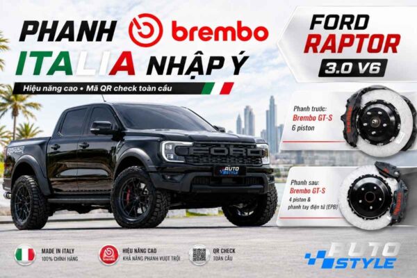 Ford Raptor 3.0 V6 Nâng Cấp Bộ Phanh Brembo Italia Nhập Ý Hiệu Năng Có mã QR check toàn cầu