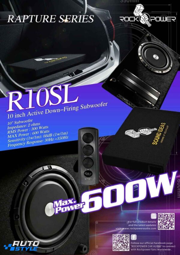 Sub Hơi Tích Hợp Amply Rockpower R10SL: Bass Sâu, Lắp Gọn Cho Xe Bán Tải