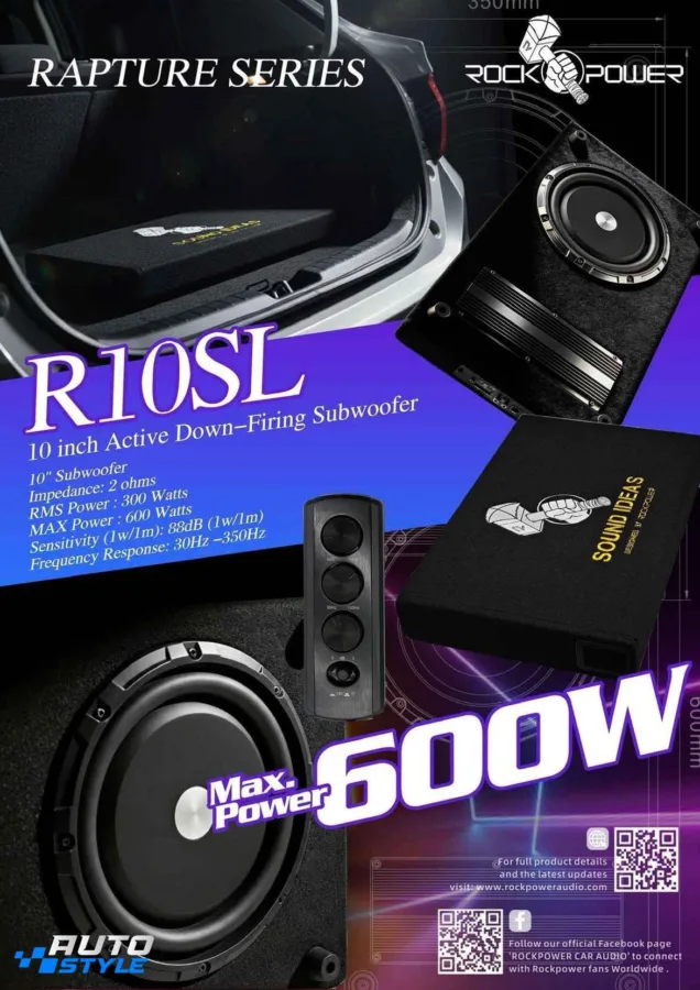Sub Hơi Tích Hợp Amply Rockpower R10SL: Bass Sâu, Lắp Gọn Cho Xe Bán Tải