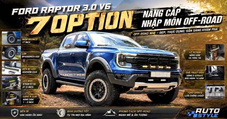 Ford Raptor 3.0 V6 Với 7 Option Nâng Cấp Cho Người Mới Nhập Môn Off-Road